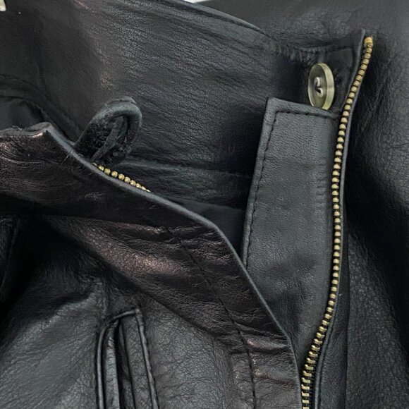 Vintage High Waisted Barrel Leg Black Leather Pants - Picture 6 of 10